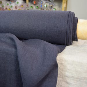 Fabric Linen, &quot;Gloria Blackened Purple Dove&quot;, Luxurious Dark Hue, Softened & Washed, 200gsm (6oz), 145cm (57&quot;) Wide, For Clothes, IN STOCK!