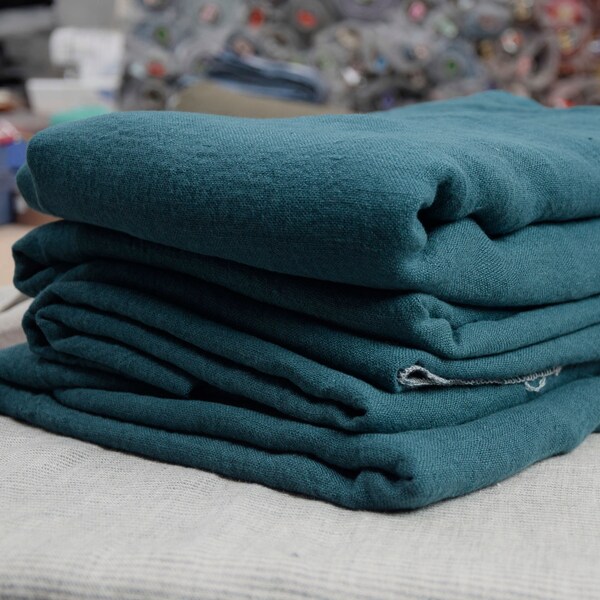 REMNANTS SALE!!! 100% linen fabric Julia Deep Teal 210gsm(6.20 oz/yd2). Pantone 19-4914 TPG -  rich, saturated blue-green, not too dark.