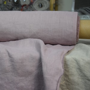 Pure 100% linen fabric &quot;Gloria French Lilac&quot; 200gsm(6oz/yd2). Mid-weight. Washed, Pre-shrunk. In Bolts. Discounted Price Linen WHOLESALE.