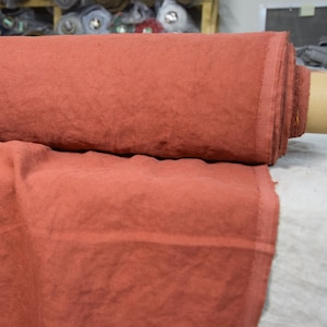 Linen Fabric - &quot;Udana Rust&quot;, Heavyweight 340gsm (10.1oz), 100% Pure, Washed & Pre-shrunk, Rich Orange-Brown, Eco-Friendly! IN STOCK!