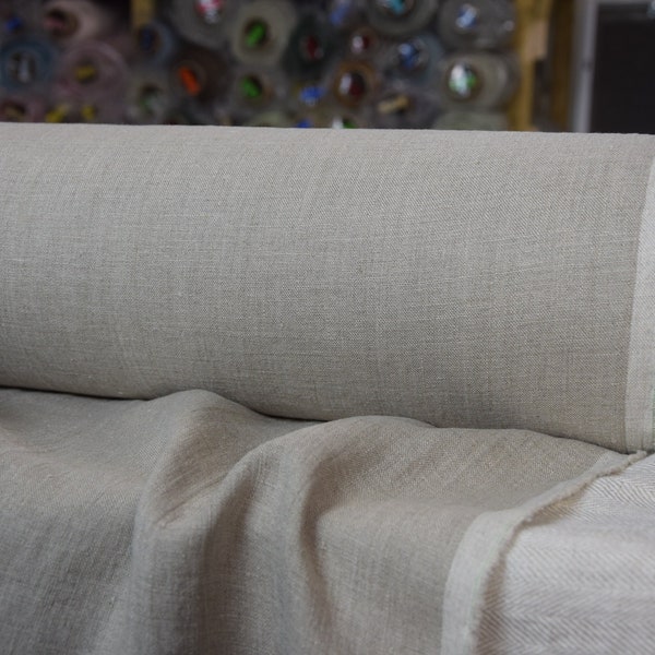 IN STOCK. Pure 100% linen fabric Gloria Natural 200gsm (6oz/yd2). Undyed linen flax Earthy Gray Grey Brown Greige Beige. Softened.