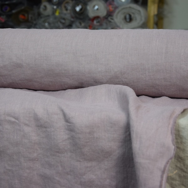 IN STOCK. Pure 100% linen fabric Gloria French Lilac 200gsm(5.90oz/yd2). Middle weight. Washed Pre-shrunk.