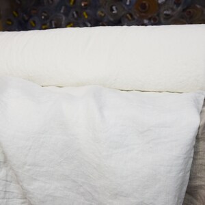 IN STOCK. Pure 100% linen fabric Gloria Off-White 200gsm6oz/yd2. Medium weight, densely woven, washed, softened. image 1