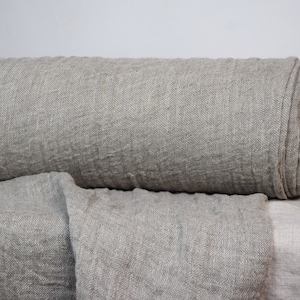 Temporarily OUT OF STOCK. Linen fabric Pura Natural. Thin semi-sheer gauze. 100% linen 110gsm. Undyed flax. Washed-softened.