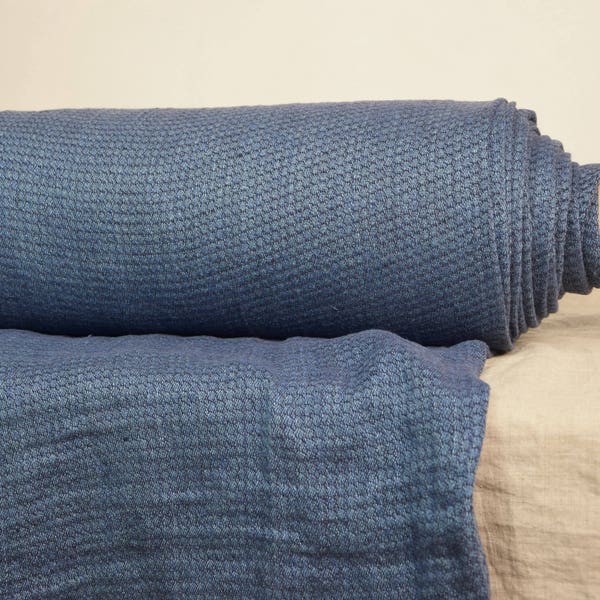 Pure linen. Linen fabric. 100% linen 210gsm. Twill weave. Small blue pattern. Washed-softened. The last piece  1.70m x 1.45m = 67" x 57"!