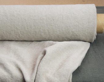 100% Linen Fabric "Udana" Natural Undyed Raw Linen (Warm Gray). Heavyweight 360gsm/11oz. Preshrunk, Washed, Soft, Rustic, Farmhouse Style.