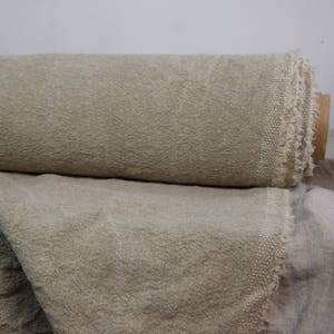 Temporarily OUT OF STOCK. Pure linen. 100% linen fabric 470gsm. Undyed brownish-gray flax. Very heavy, washed-softened, aged.