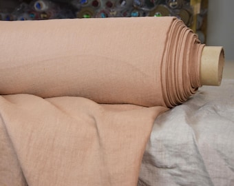 Linen Fabric "Gloria Clay", 100% Pure, 200gsm (6oz), Soft Rose-Brown Washed & Softened, Beautiful Earthy Tone, Ready to Ship! IN STOCK!