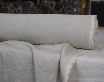 Temporarily OUT OF STOCK. Pure 100% linen fabric Hera Natural 215gsm. Undyed flax, organic, earthy . Washed-softened.
