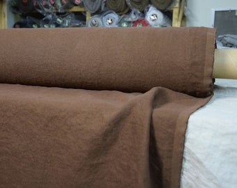 IN STOCK. 100% linen fabric Udana Pony Brown 340gsm. Pre-shrunk. Eco-friendly material for upholstery, curtains, furnishing, accessories.