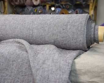 Temporarily OUT OF STOCK. Pure 100% linen fabric Terra Gray-Brown Chambray 210gsm. Relaxing, tranquil, breathing and pleasant to touch.