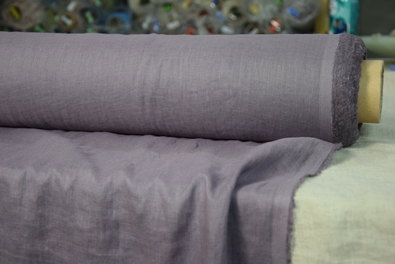 Pure 100% linen fabric Aura Dimmed Lilac 125gsm. Grayish-lilac color. Light weight, densely woven, washed-softened. For light clothes.