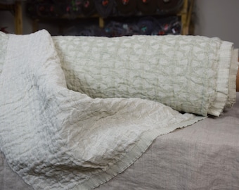 IN STOCK. Pure linen fabric Vita Italian Ice Green 220gsm. Fluffy double-faced, naturally wrinkled. Washed-softened.