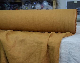 IN STOCK. Pure 100% linen fabric Gloria Burnt Sugar 200gsm(6oz/yd2). Deep, rich shade of brown. Washed-softened.