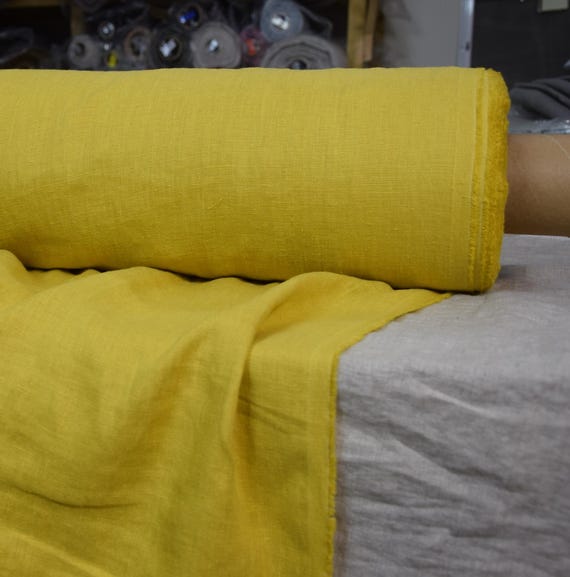 Vibrant Fabric Linen - "Gloria Delicious Yellow", Beautiful Soft Texture, Vibrant Ye200gsm (6oz), 100% Pure, Ready to Ship, IN STOCK!