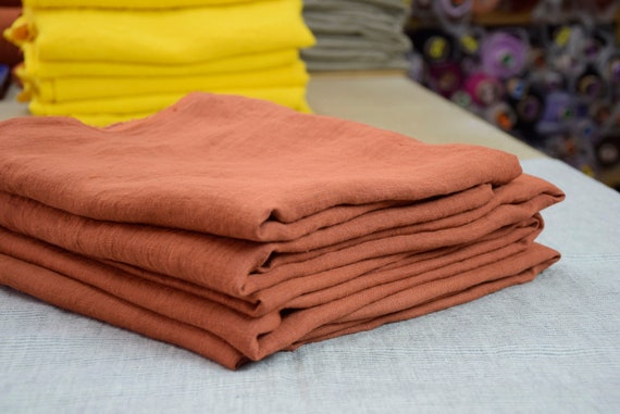 REMNANTS SALE!!! Very thin 95gsm semi-sheer pure 100% linen fabric Serena Rooibos Tea. Pantone 18-1355 color- soft, muted pinkish-brown.