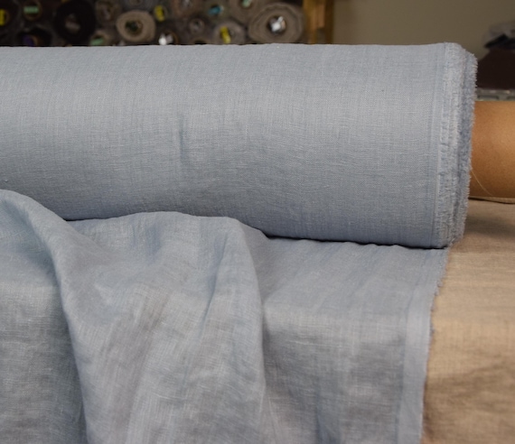 Sheer Fabric "Serena Cashmere Blue", Very Thin Lightweight 95gsm, Soft Pastel Muted Blue 100% Linen, Drapey, Comfortable, Premium, IN STOCK!