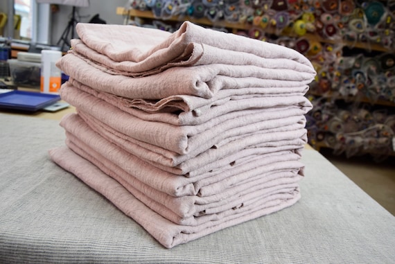 REMNANTS SALE!!! 100% linen fabric Julia Whisper Pink 210gsm (6.20 oz/yd2). Pantone 13-1107 is light muted pink color with a warm undertone.