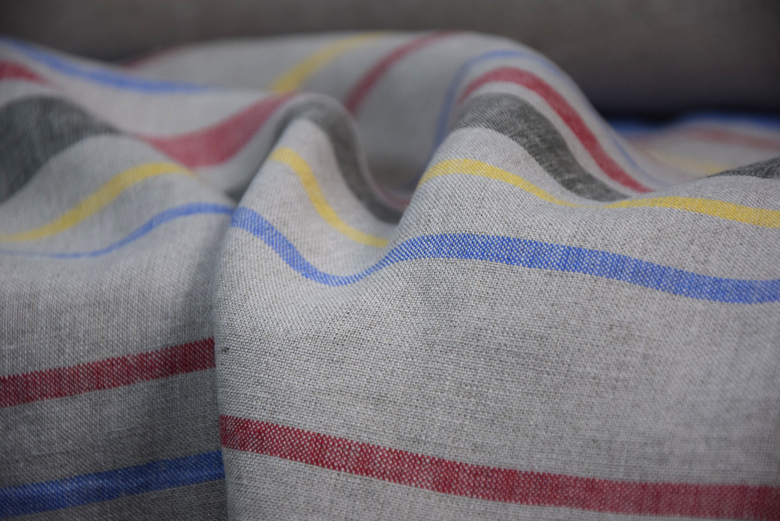 Pure 100 linen fabric Pola Rainbow Stripe 200gsm 5.90 Etsy