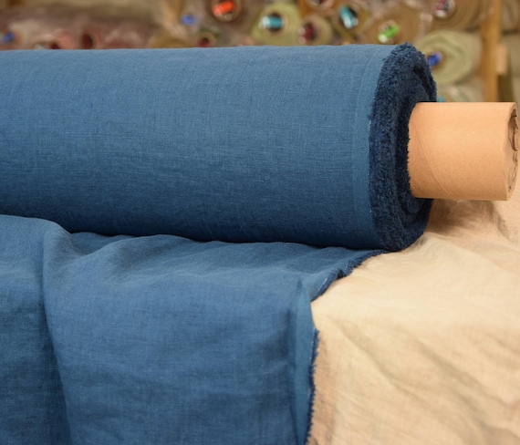 Teal-Blue Fabric Linen - "Gloria" Softened Pre-Shrunk, 200gsm (6oz), Densely Woven, Beautiful Texture, Premium Vibrant Shade, IN STOCK!