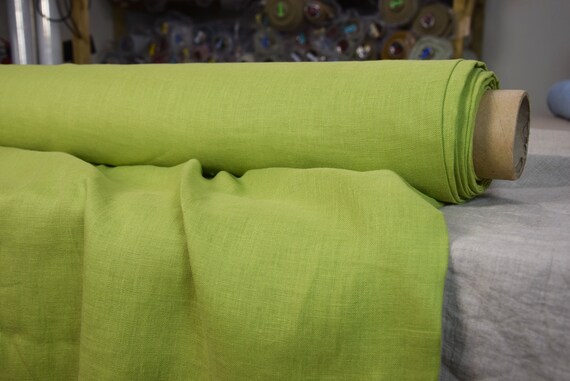 Pure 100% Linen Fabric Gloria Apple Green 190gsm. Middle | Etsy