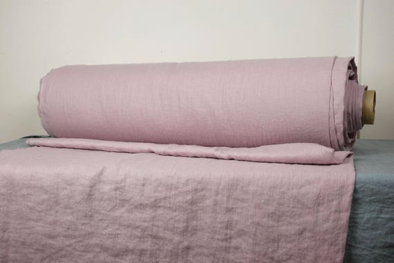 WHOLESALE. Pure 100% linen fabric Gloria Dogwood 200gsm (5.90oz/yd2). Muted dusty pink, lavender-violet hue. Softened. Widht 145cm (57").