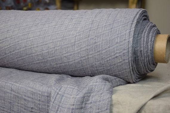 Temporarily OUT OF STOCK. Linen fabric. Pure 100% linen 160gsm. Soft lavender melange with woven pattern. Washed-softened.