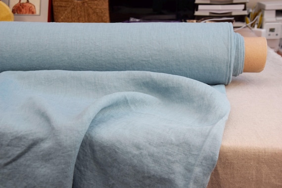 Linen Fabric "Gloria Ocean Blue" 200gsm (6oz/yd2). Premium Quality. IN STOCK!