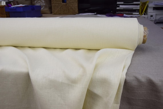 Pure Linen Fabric Nata Champagne Ivory 250gsm/7.3oz, Soft, Washed, For Sewing Clothes & Home Accessories, Durable High Quality. By the Yard.