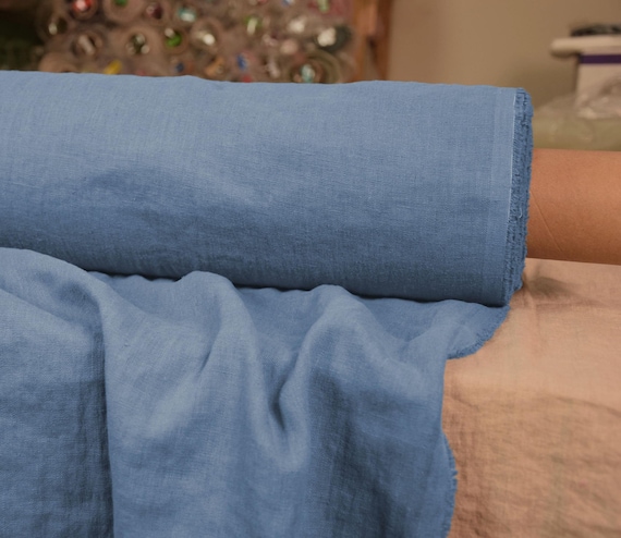 Linen Fabric "Gloria Serenity Blue", Pre-Shrunk, Soft, Eco-Friendly, Antistatic, 200gsm (5.9oz), High Quality, Natural Linen, IN STOCK!