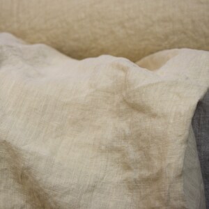 Pure linen fabric Regina Sesame. Light weight, not sheer. Pantone 15-1215 Tcx Sesame Color (beige color with some pale brownish-sand and greenish undertones). Drape characteristic are very good. Plain, densely woven. Pre-washed, naturally wrinkled.