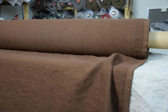 Linen Fabric "Udana Pony Brown" 340gsm. Pre-shrunk. 100% Linen, Eco-friendly Heavyweight Durable Material for Upholstery. IN STOCK.