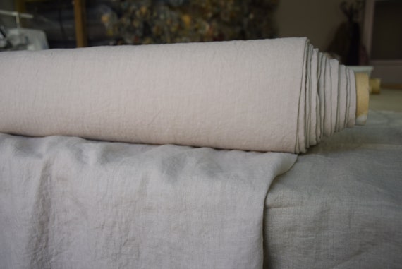 Linen Fabric "Augusta Aged Beige", Lightweight 160gsm (4.8oz/yd2). Pure 100% Linen. Prewashed, Preshunk, Soft, Naturally Creased. IN STOCK.
