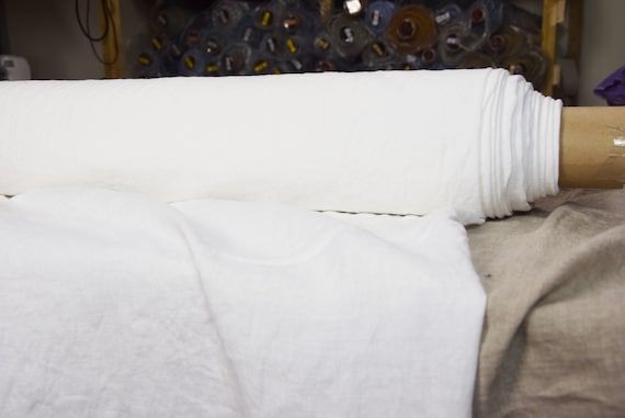 WHOLESALE. Pure 100% linen fabric Gloria Stark White 200gsm (6oz/yd2). Optical white without tint. Washed, softened. Widht 145cm (57").