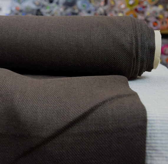 Dark Brown Linen Fabric "Luna Brunette", Premium 100% Pure, Heavyweight 290-300gsm, Soft, Plain Weave, Luxurious Quality, Out of Stock.