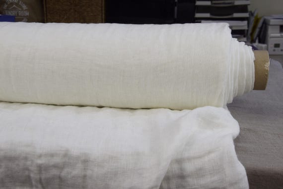 Pure linen fabric Vita Off-white 220gsm (6.5oz/yd2). Double-sided Lightly Puffed Soft-touch Premium 100% Linen Material. By the Yard.