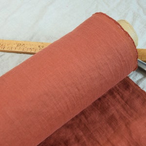 IN STOCK. Pure 100% linen fabric Gloria Rust 200gsm 5.90 oz/yd2. Reddish-brown color, washed-softened. image 6