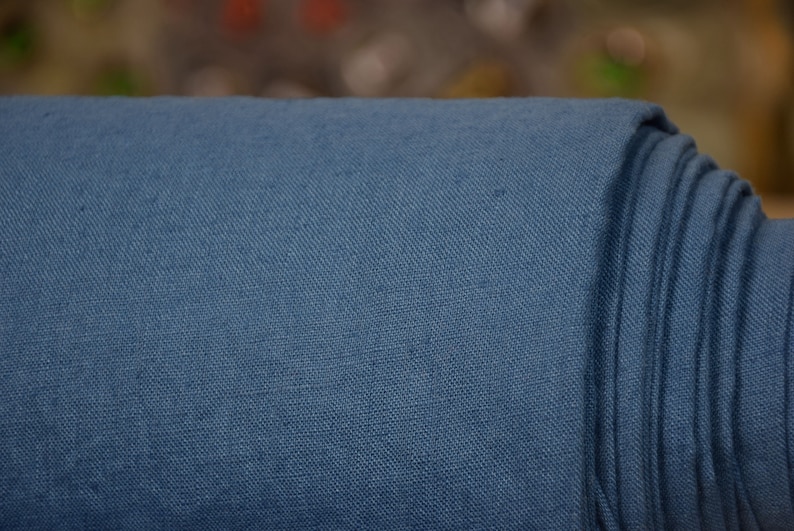 rich but not too bright shade of blue with a little azure hue Washed Deep Pure 100/% linen fabric Gloria California Blue 190gsm softened.