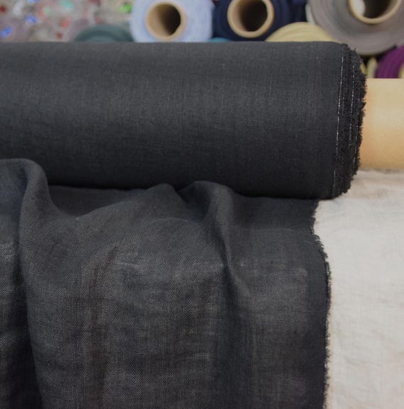 Sheer Black Linen Fabric - "Serena Black", 95gsm, 100% Pure, Soft, Washed, Airy, Delicate & Lightweight! IN STOCK!
