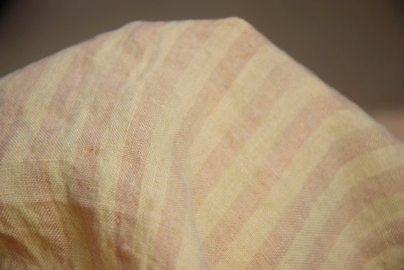 Tender Peach & Rose Striped Linen Fabric - Aurora, 8mm Stripe, 160gsm (5oz), Premium 100% Linen, Ready to Sew! Premium quality. IN STOCK!
