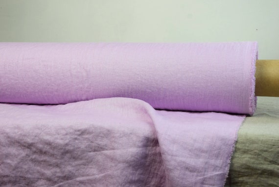 Fabric Pure Linen "Gloria Wisteria", 200gsm (6oz/yd2). Washed, Softened, Pre-Shrunk. Violet, Lavender, Lilac, Pale Purple, IN STOCK!