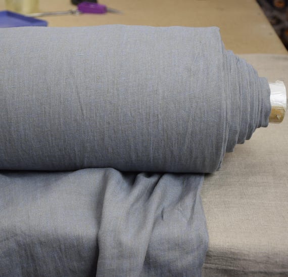 Linen Fabric "Margarita Glaucous Blue-Gray Melange", 100% Pure Linen, Preshrunk, 190gsm/6oz, High Quality, Subtle, Balanced color, IN STOCK!