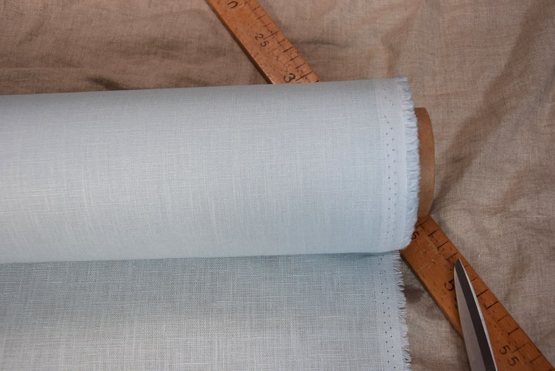 IN STOCK. Linen fabric Nata Water-Pro Milky Blue 280gsm. Light pale blue. Water-resistant. Water Proof. The last piece 1.10mx1.45m43x57 image 3