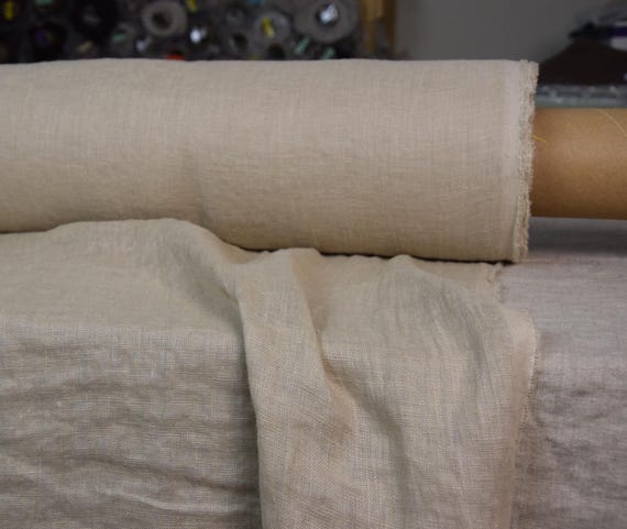 Sheer Beige Linen Fabric - Serena, 95gsm, 100% Pure, Lightweight & Softened, Ready to Sew! Beautiful! Ideal for Summer Garments! IN STOCK!