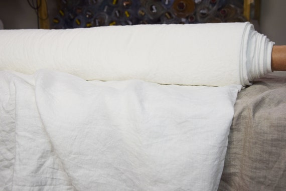 Linen Fabric "Gloria Off-White" 200gsm(6oz/yd2). Pure 100% Linen, Medium Weight, Densely Woven, Washed, Softened. In Bolts. WHOLESALE.