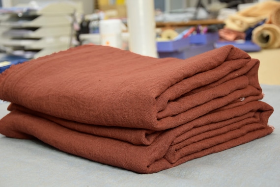 100% linen fabric Julia Chutney 210gsm(6.20 oz/yd2). Pantone 18-1433. Warm shade of brown, red-orange hue. Temporarily OUT OF STOCK.