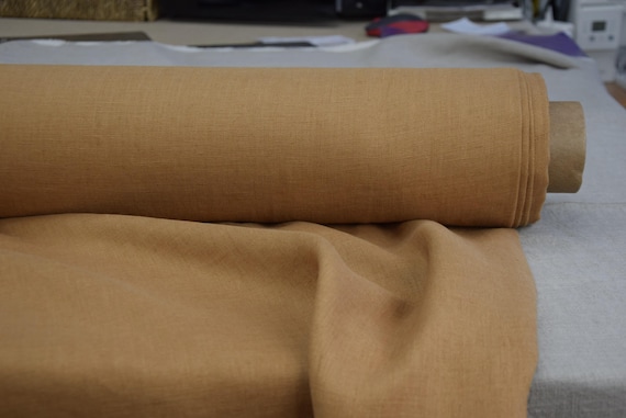 Pure 100% linen fabric Gloria Spiced Caramel. Medium weight 200gsm/6oz. Brown, Eco friendly, Sustainable. For Sewing Clothes. By the Yard.
