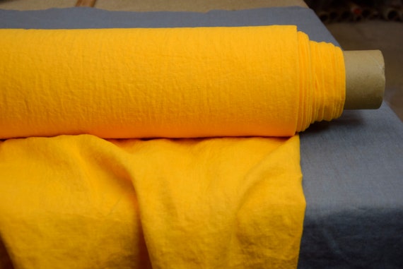 Linen Fabric - "Gloria Iced Mango", Bright Vivid Yellow, 100% Pure, 200gsm (6oz), Premium Quality, Temporarily OUT OF STOCK!