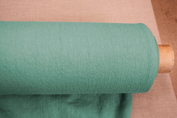 100% linen fabric Ramona Wasabi Green 460gsm/13.6oz/yd2. Pantone 16-5109 Eco-friendly heavy material. Upholstery. Temporarily OUT OF STOCK.