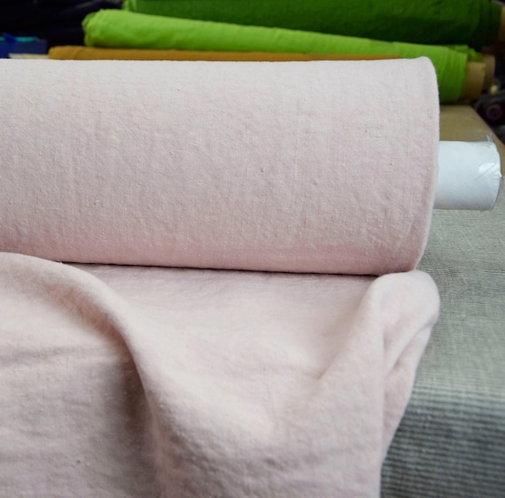 Heavyweight 50/50% linen/viscose fabric Vera Mauve Morn 430gsm (12.7oz/yd2). Eco-friendly material. Dusky pink/rose color. IN STOCK.